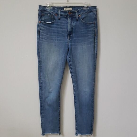 Madewell Jeans Womens sz 31 9" High Rise Skinny Crop Raw Hem - Picture 1 of 7